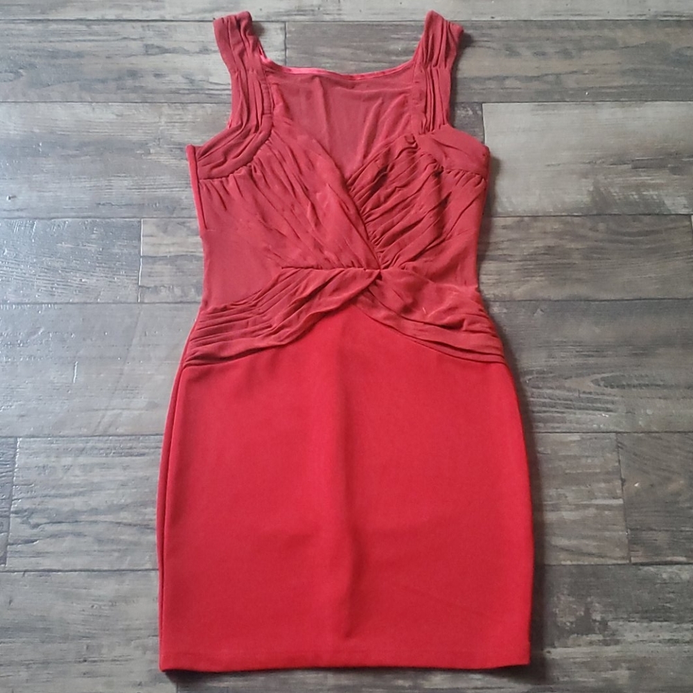 Eunishop Fitted Bodycon Dress with Mesh Panels